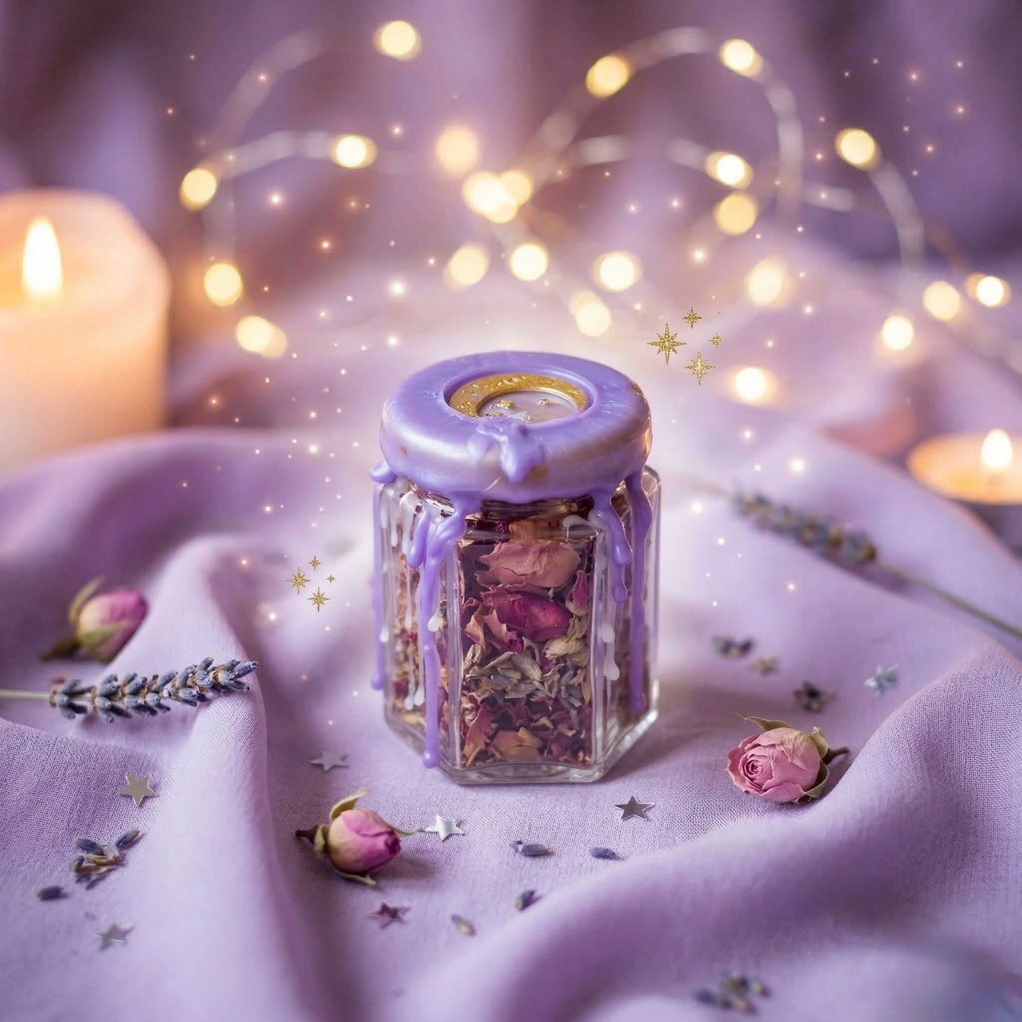 Goddess spell jar with moonstone crystal, rose petals and mugwort, feminine energy jar for confidence, intuition and empowerment, handmade and wax sealed