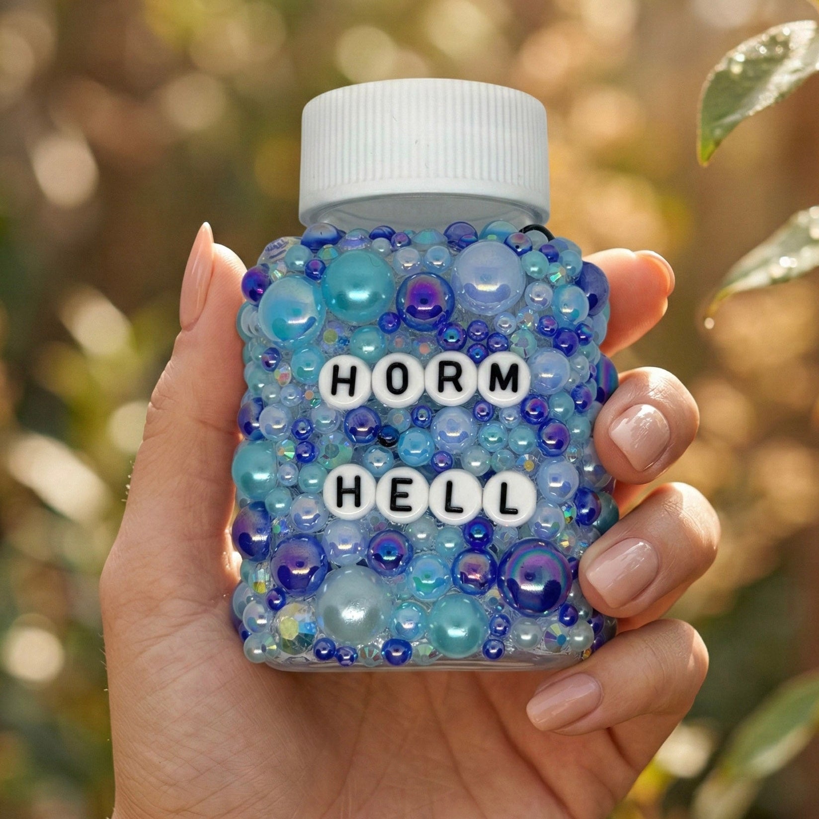 Funny ill decorative pill bottles with sarcastic humour. Empty prescription-style containers in custom colours. A perfect mental health or chronic illness gift.