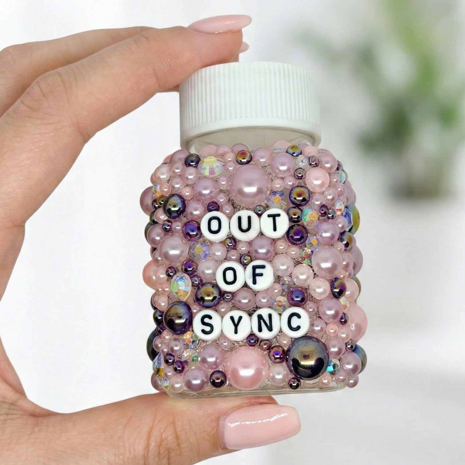 Funny decorative pill bottles with sarcastic humour. Empty prescription-style containers in custom colours. A perfect mental health or chronic illness gift.