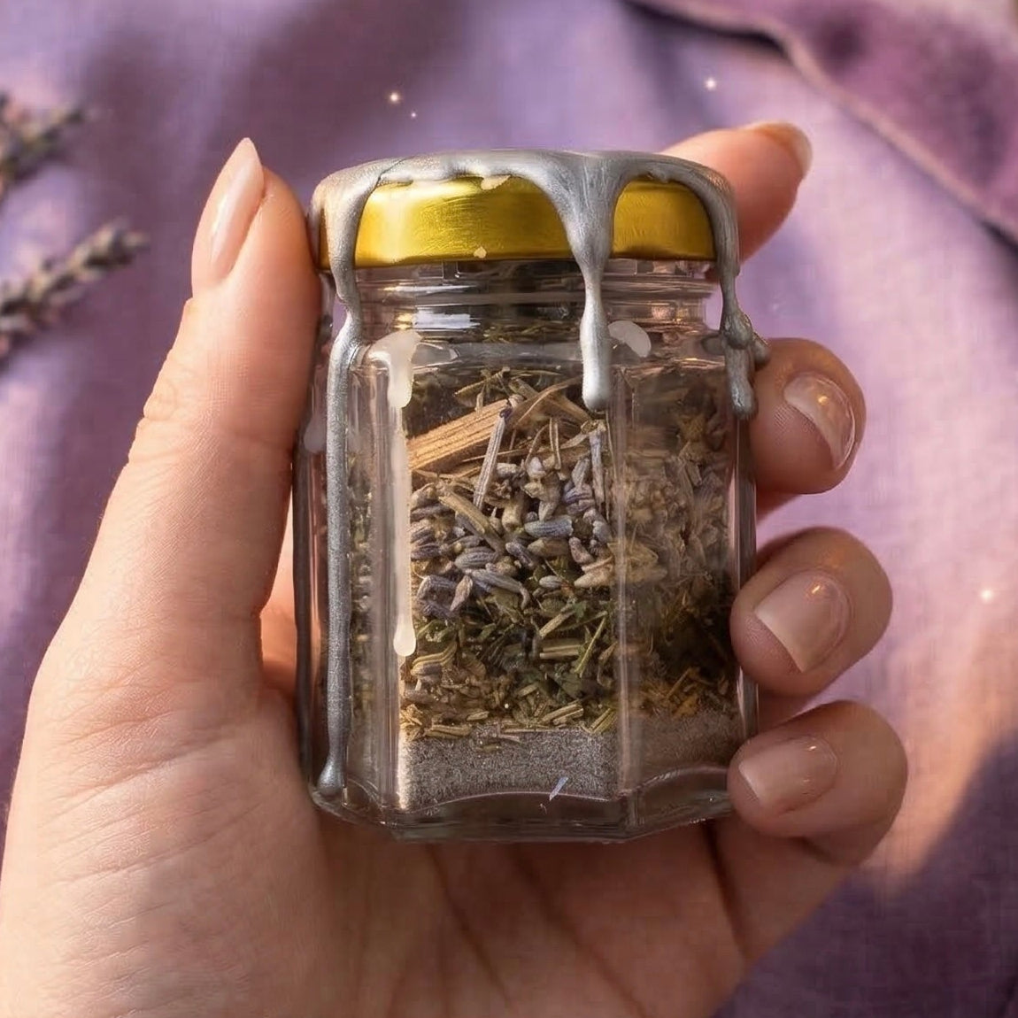 Protection spell jar with black tourmaline crystal, sage and black salt, witchcraft jar for energy protection and grounding, handmade and wax sealed